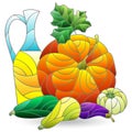 Stained glass illustration with a still life, vegetables isolated on a white background Royalty Free Stock Photo