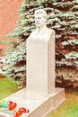 Stalin`s grave at Kremlin walls. Burials of famous political figures in Russia