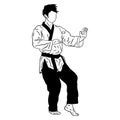 illustration of stand horse taekwondo fighter