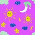 Illustration of star, sun, cloud, moon. Vector Royalty Free Stock Photo