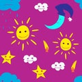 Illustration of star, sun, cloud, moon. Vector2