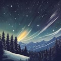 A starry night with a luminous comet streaking across the sky, heralding the holiday season Royalty Free Stock Photo