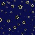 An illustration with stars on a dark blue background