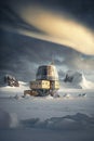 illustration, station in the polar arctic, ai generative