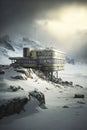 illustration, station in the polar arctic, ai generative