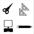 Illustration of stationery or office icons