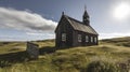 illustration, stave church in iceland, ai generative