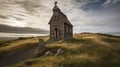 illustration, stave church in iceland, ai generative