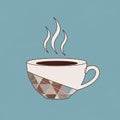Illustration of a steaming cup of coffee on a blue backgroun Royalty Free Stock Photo