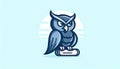 Wise Owl Cartoon Mascot with Book, AI Generated