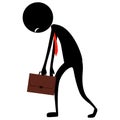 Illustration of Stick Figure Silhouette Business Man Feeling Tired