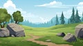 Cartoon Mountain Landscape Serene 2d Nature-inspired Game Asset