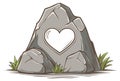 Illustration of a stone rock with heart shape, grass, and a natural theme Royalty Free Stock Photo