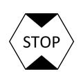 Illustration of stop button icon in hexagon shape, monochrome