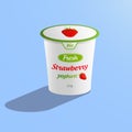 Illustration of a strawberry bio yoghurt