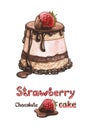 Illustration of strawberry cake