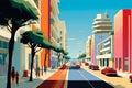 Illustration of a street in the center of Tel Aviv