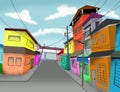 Colorful crooked houses, crazy art