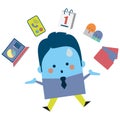 Illustration of a stressed businessman juggling with shedule - business and working design