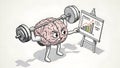 Brain Power Strong Brain Lifting Weights, Strength Gains Chart Royalty Free Stock Photo