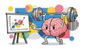 Brain Power Strong Brain Lifting Weights, Chart Growth Concept Royalty Free Stock Photo