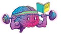 Brain Training Strong Brain Lifting Weights and Reading Book Royalty Free Stock Photo