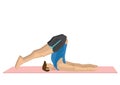 Illustration of a strong man practicing yoga with a plough pose.