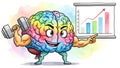 Brain Power Strong Brain Training, Growth Chart, Cartoon Royalty Free Stock Photo