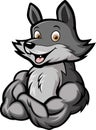 Strong wolf cartoon mascot character