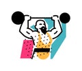 Illustration of the strongman, weightlifter, circus. Icon logo for circus or sports studio. An illustration for a site, a poster,
