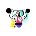 Illustration of the strongman, weightlifter, circus. Icon logo for circus or sports studio. An illustration for a site, a poster,