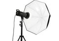 Illustration of studio strobe light with umbrella isolated on white background Royalty Free Stock Photo