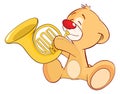 Illustration of a Stuffed Toy Bear Cub Trumpeter. Cartoon Character