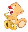 Illustration of a Stuffed Toy Bear Cub Trumpeter. Cartoon Character