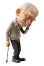 Illustration style 3d render of Old man is shaking his head isolated on white background Royalty Free Stock Photo