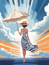 Illustration In The Style Of A Fashion Magazine Cover - A Young Woman In Art Deco Style,