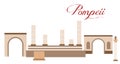 The illustration with famous landmark the Pompei