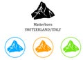 The illustration with the beautiful matterhorn mountain