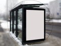 Illustration style raster bus shelter in circular frame