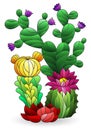 Stained glass illustration with a composition of cacti, plants isolated on a white background