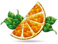 An illustration in the style of stained glass with orange slice, fruit isolated on a white background Royalty Free Stock Photo