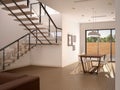 Illustration of Stylish house interior with staircase