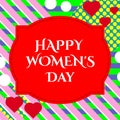 illustration of stylish 8 march happy women`s day greeting card with lettering typography text sign, hearts