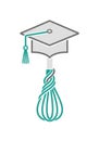 Illustration of a stylized amalgamation of a graduation cap and a Royalty Free Stock Photo
