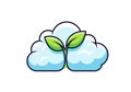 Illustration of a stylized blue cloud with two green leaves sprouting from its center. Royalty Free Stock Photo