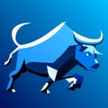 Illustration of a stylized bull on a blue background, vector illustration Generative AI