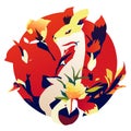 Illustration of a stylized chinese dragon in a circle. Generative AI