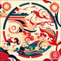 Illustration of a stylized Chinese paper-cut style background. AI generated