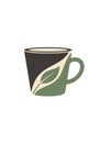 Illustration of a stylized coffee cup divided into two contrasting Royalty Free Stock Photo