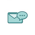 An illustration of a stylized envelope and speech bubble icon. The Royalty Free Stock Photo